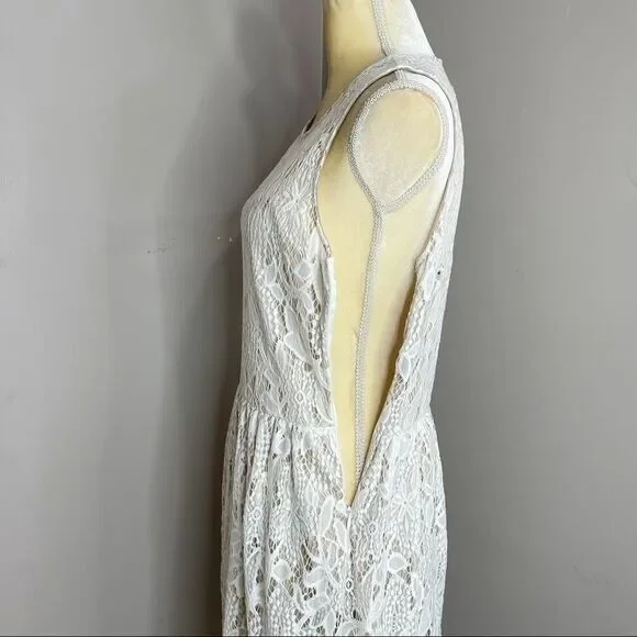 New Women Large Cream Lace Mini Dress Sleeveless Love Fire New - Picture 11 of 13